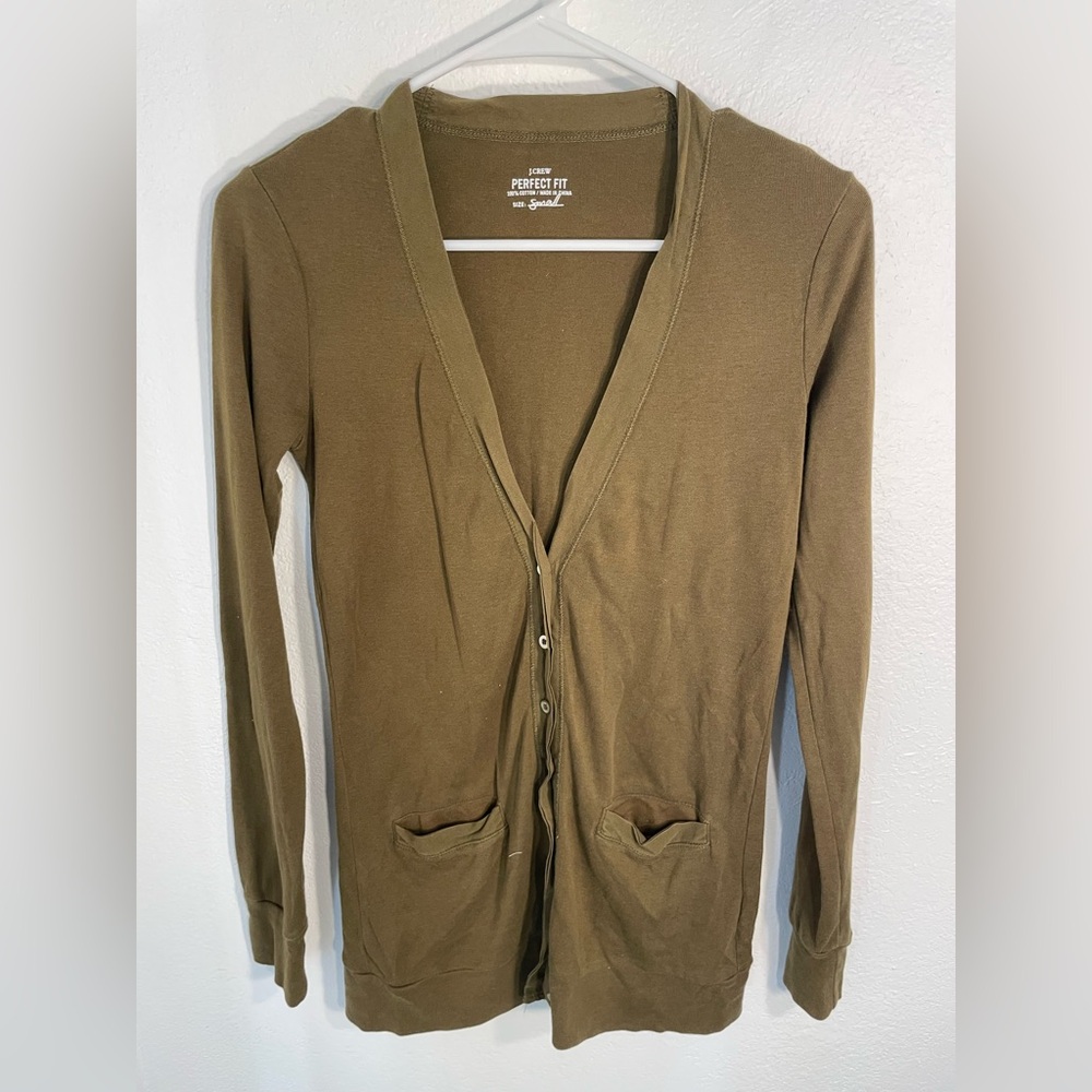 J. Crew Women's Olive Cardigan Sweater, small EUC